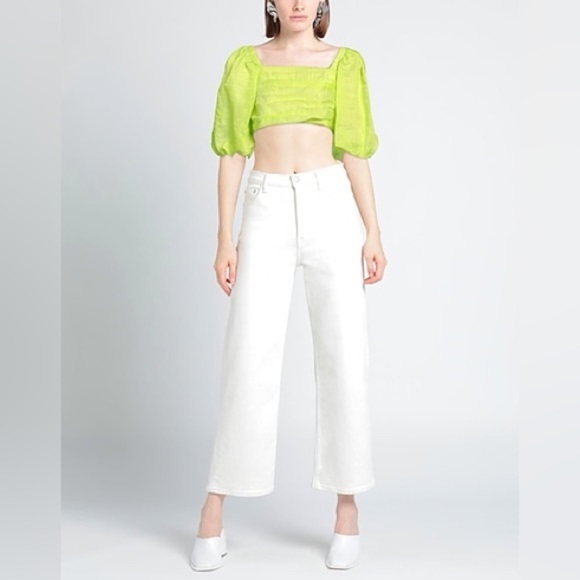 SANDRO Cropped pleated linen-blend gauze top - Picture 2 of 7